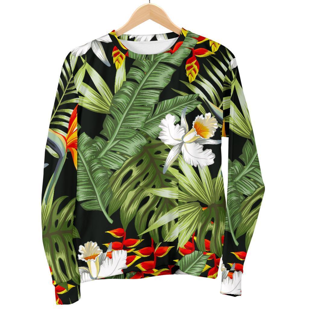 Hawaii Tropical Plants Pattern Print Men's Crewneck Sweatshirt GearFrost