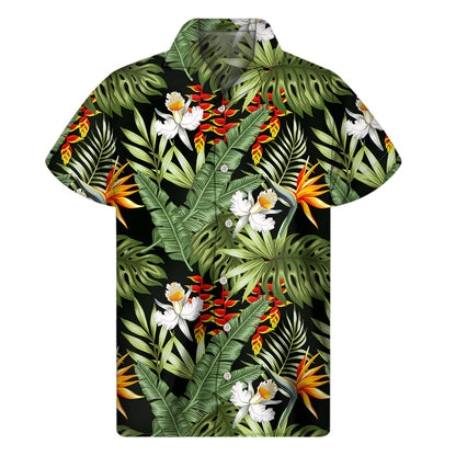 Hawaii Tropical Plants Pattern Print Men's Short Sleeve Shirt