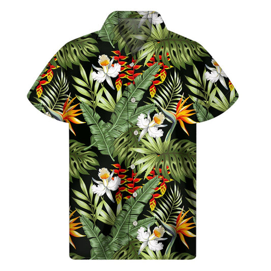 Hawaii Tropical Plants Pattern Print Men's Short Sleeve Shirt