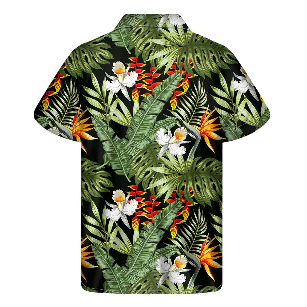 Hawaii Tropical Plants Pattern Print Men's Short Sleeve Shirt
