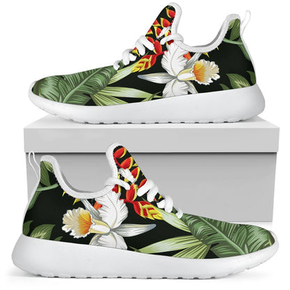 Hawaii Tropical Plants Pattern Print Mesh Knit Shoes GearFrost