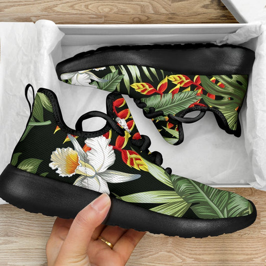 Hawaii Tropical Plants Pattern Print Mesh Knit Shoes GearFrost