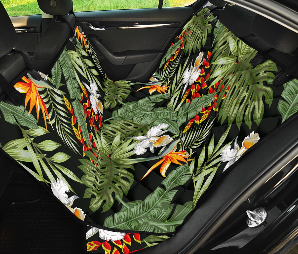 Hawaii Tropical Plants Pattern Print Pet Car Back Seat Cover