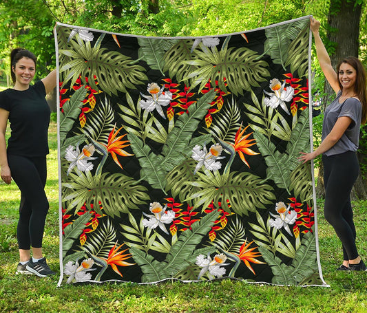 Hawaii Tropical Plants Pattern Print Quilt