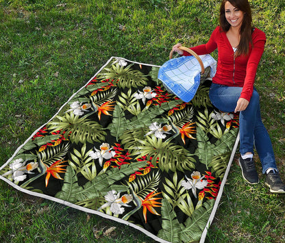 Hawaii Tropical Plants Pattern Print Quilt