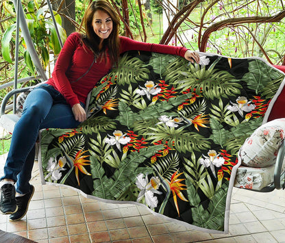 Hawaii Tropical Plants Pattern Print Quilt