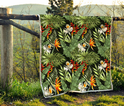Hawaii Tropical Plants Pattern Print Quilt