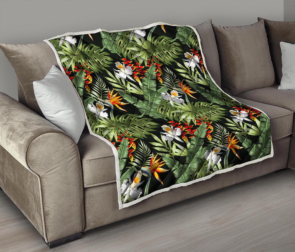 Hawaii Tropical Plants Pattern Print Quilt