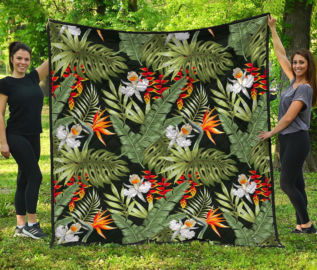 Hawaii Tropical Plants Pattern Print Quilt