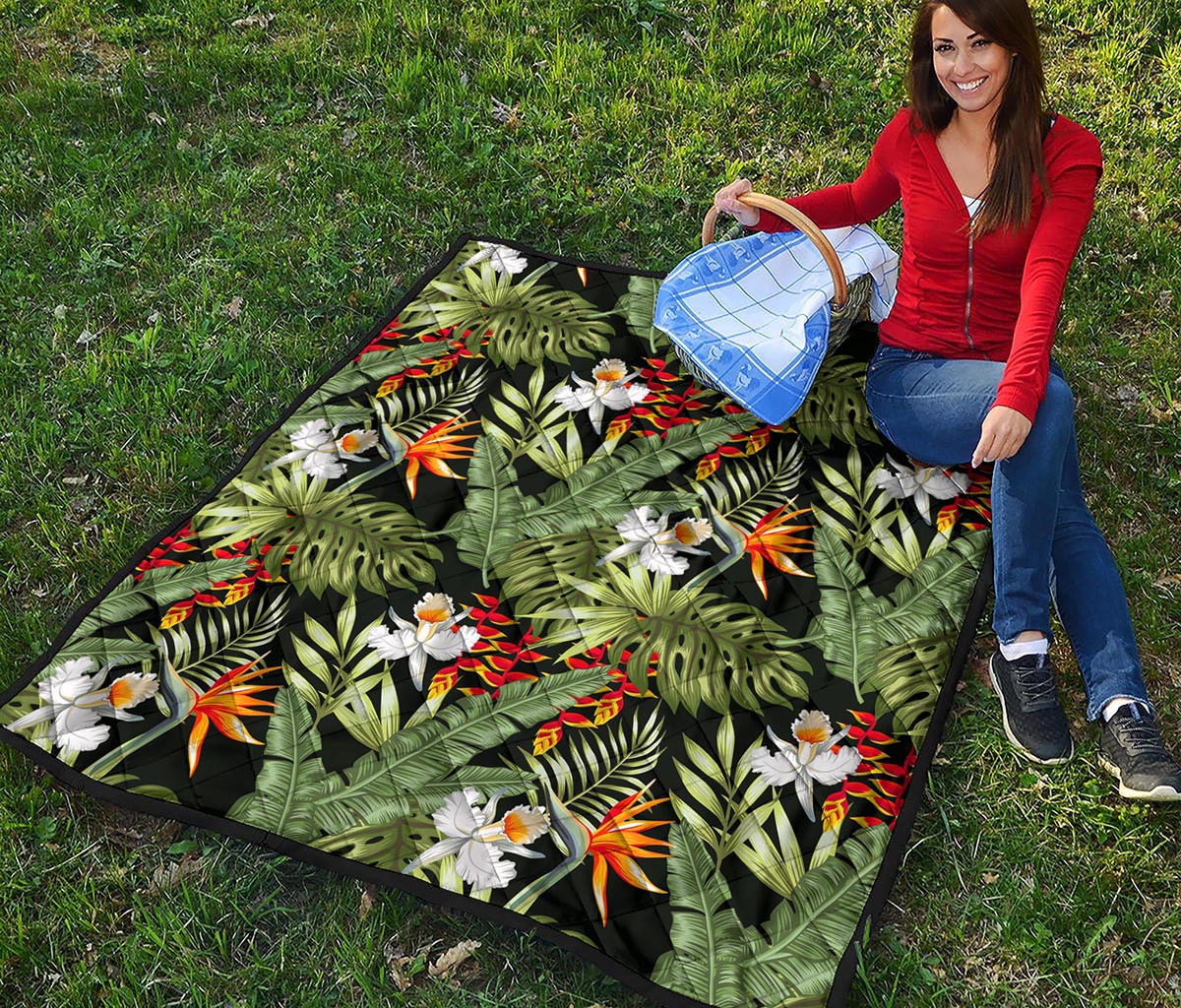 Hawaii Tropical Plants Pattern Print Quilt