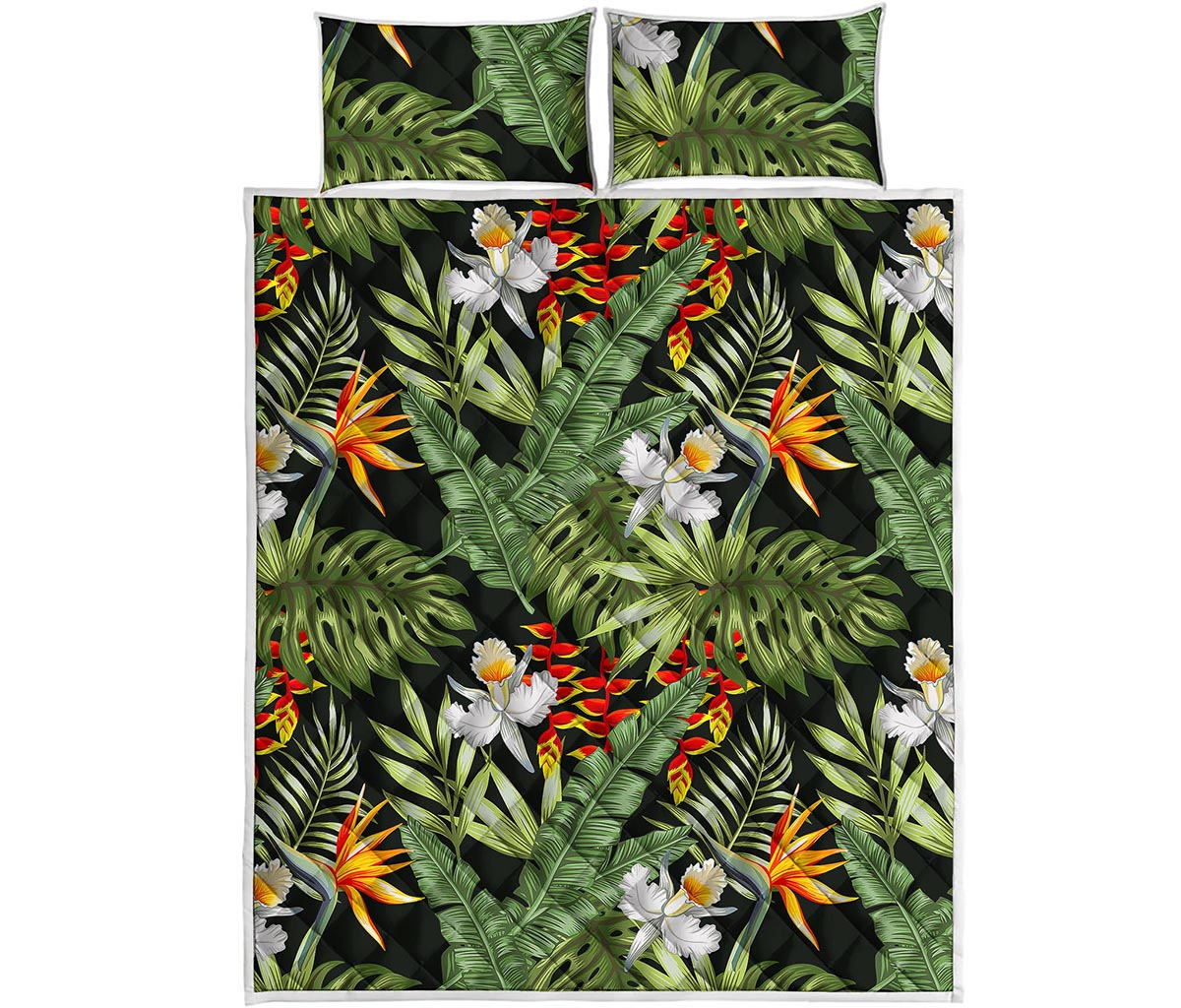 Hawaii Tropical Plants Pattern Print Quilt Bed Set