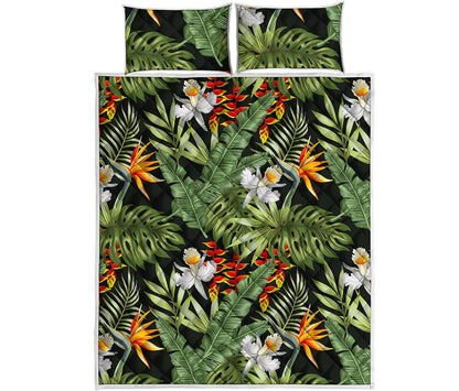 Hawaii Tropical Plants Pattern Print Quilt Bed Set