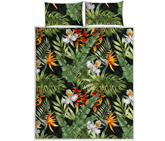 Hawaii Tropical Plants Pattern Print Quilt Bed Set