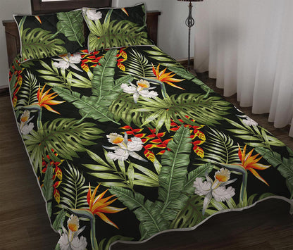 Hawaii Tropical Plants Pattern Print Quilt Bed Set
