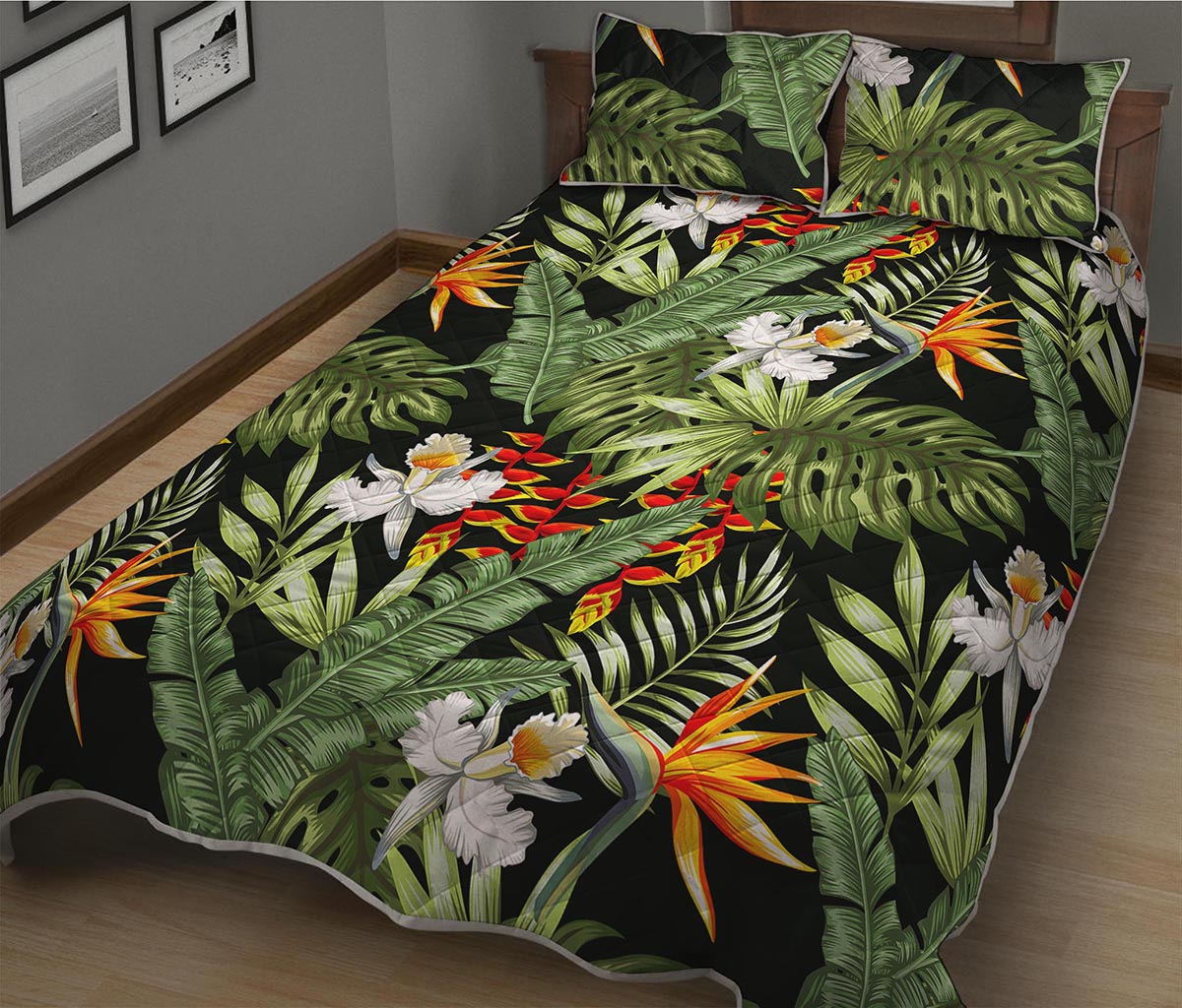 Hawaii Tropical Plants Pattern Print Quilt Bed Set