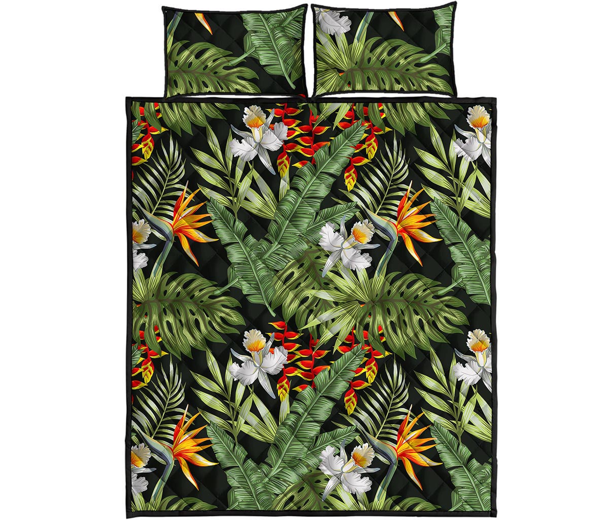 Hawaii Tropical Plants Pattern Print Quilt Bed Set