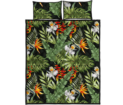 Hawaii Tropical Plants Pattern Print Quilt Bed Set