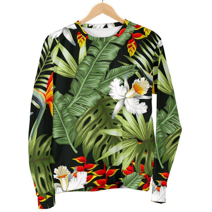 Hawaii Tropical Plants Pattern Print Women's Crewneck Sweatshirt GearFrost