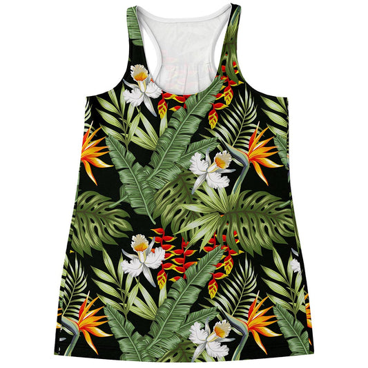 Hawaii Tropical Plants Pattern Print Women's Racerback Tank Top