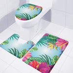 Hawaiian Aloha Flower Print 3 Piece Bath Mat Set