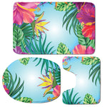 Hawaiian Aloha Flower Print 3 Piece Bath Mat Set