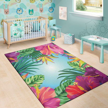 Hawaiian Aloha Flower Print Area Rug