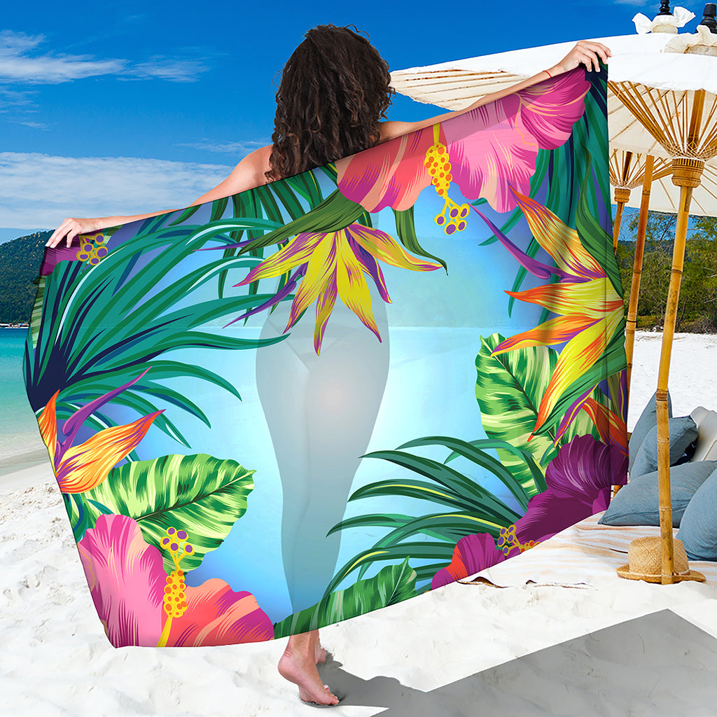 Hawaiian Aloha Flower Print Beach Sarong Wrap