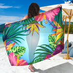 Hawaiian Aloha Flower Print Beach Sarong Wrap