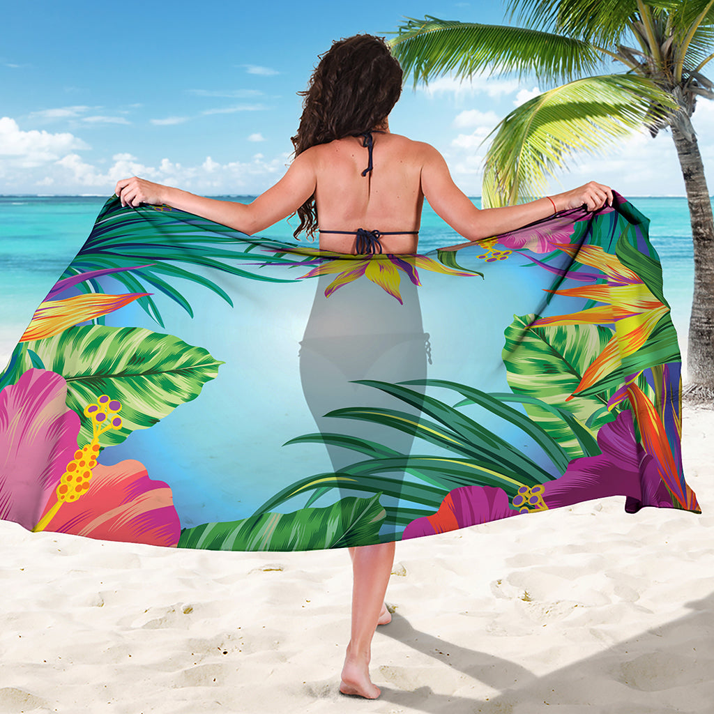 Hawaiian Aloha Flower Print Beach Sarong Wrap