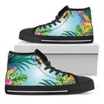 Hawaiian Aloha Flower Print Black High Top Shoes