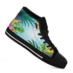 Hawaiian Aloha Flower Print Black High Top Shoes