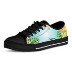 Hawaiian Aloha Flower Print Black Low Top Shoes