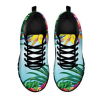 Hawaiian Aloha Flower Print Black Sneakers
