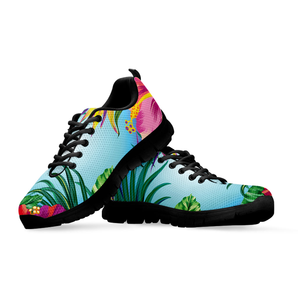 Hawaiian Aloha Flower Print Black Sneakers