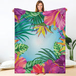 Hawaiian Aloha Flower Print Blanket