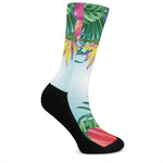 Hawaiian Aloha Flower Print Crew Socks