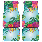 Hawaiian Aloha Flower Print Front and Back Car Floor Mats