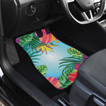 Hawaiian Aloha Flower Print Front and Back Car Floor Mats
