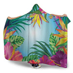 Hawaiian Aloha Flower Print Hooded Blanket