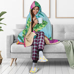 Hawaiian Aloha Flower Print Hooded Blanket