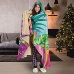 Hawaiian Aloha Flower Print Hooded Blanket