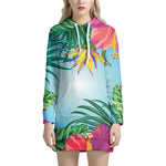 Hawaiian Aloha Flower Print Hoodie Dress