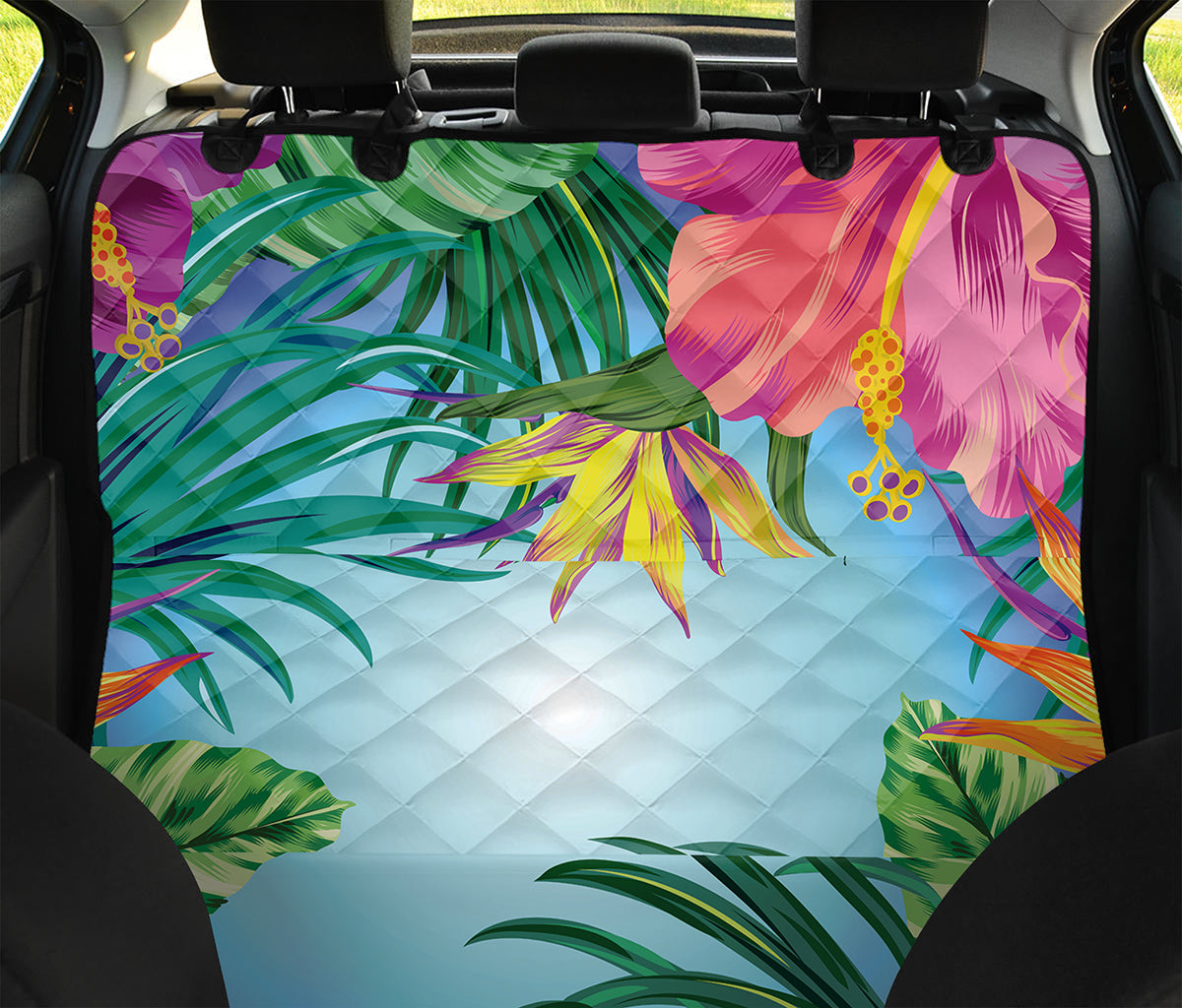Hawaiian Aloha Flower Print Pet Car Back Seat Cover
