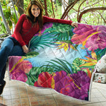 Hawaiian Aloha Flower Print Quilt