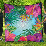Hawaiian Aloha Flower Print Quilt