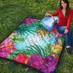 Hawaiian Aloha Flower Print Quilt