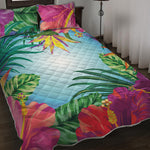 Hawaiian Aloha Flower Print Quilt Bed Set