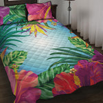 Hawaiian Aloha Flower Print Quilt Bed Set