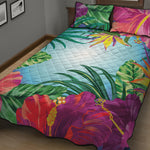 Hawaiian Aloha Flower Print Quilt Bed Set