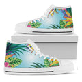 Hawaiian Aloha Flower Print White High Top Sneakers